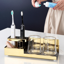 Stainless steel toothbrush holder electric toothbrush holder seat rack placement shelf home punch-free wall hanging light luxury high-end