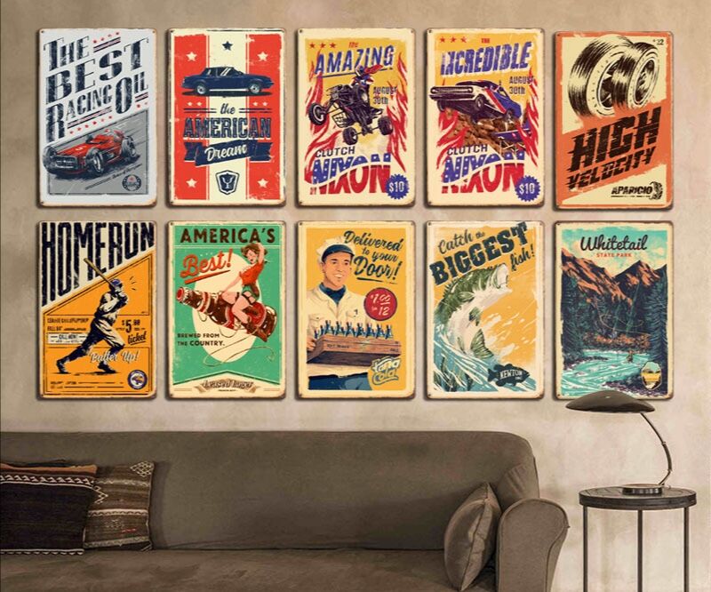 New vintage poster tin painting bar industrial style background wall home frameless decoration hanging painting