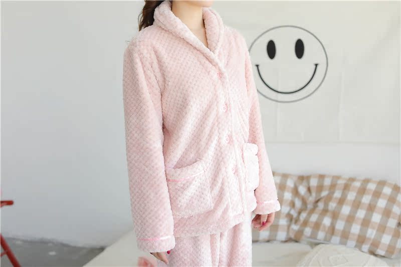Nhật Bản dứa đôi mùa đông đồ ngủ phụ nữ dài tay flannel dày dễ thương ấm áp nam dịch vụ nhà phù hợp quần áo ngủ nữ