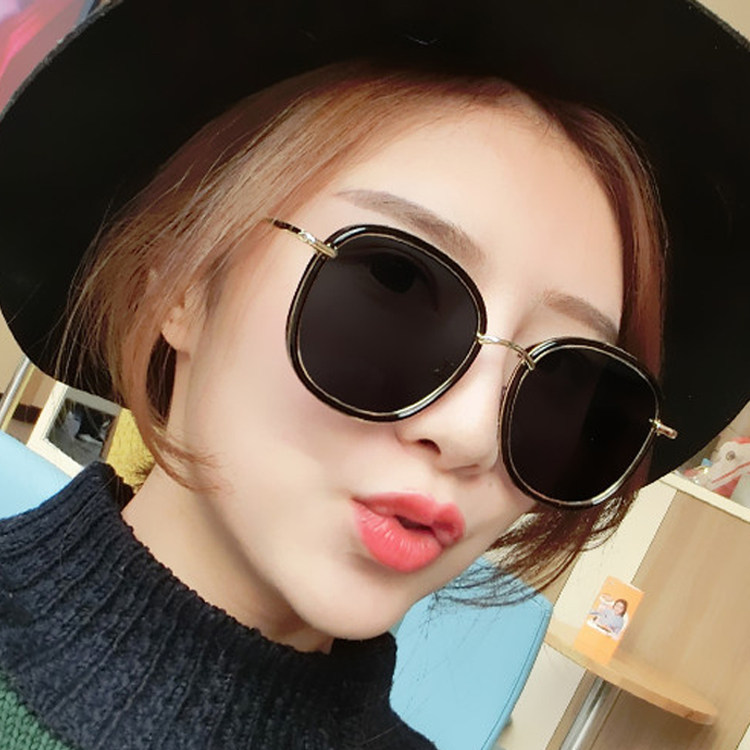 With new 2020 myopia sunglasses trend retro polarized sunglasses female black personality large frame round face glasses
