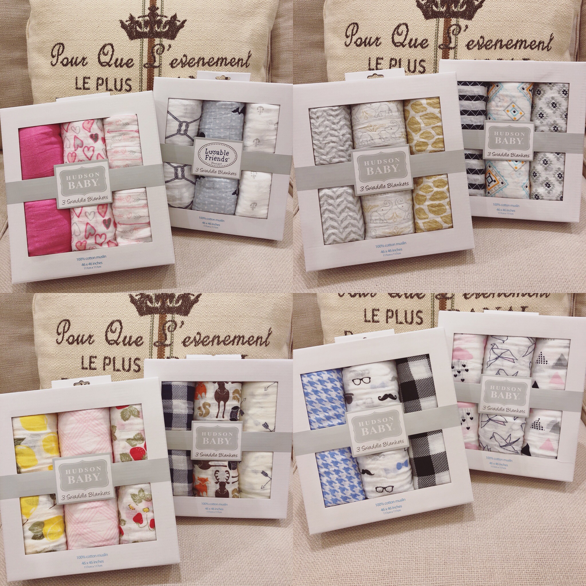 United States Hudson Baby Baby gauze bath towel hug quilt gift box 3 pieces of summer thin section pure cotton breathable super soft