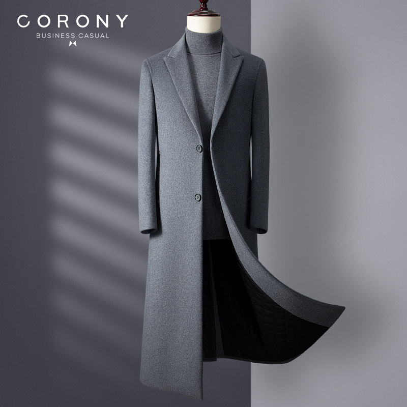 Winter Thickened Woolen Over-The-Knee Coat for Men, Korean Style Extra-Long Trench Coat, Slim Fit, Stylish and Trendy Jacket for Young Men