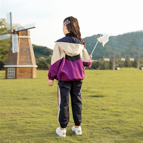 Girls autumn clothes 2021 new foreign style tide childrens net Red fashion children Spring Autumn leisure two or three sets