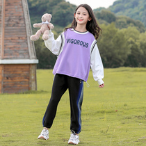 Girls autumn suit 2021 new foreign atmosphere children children Girl Spring Autumn two red two sets Autumn Tide