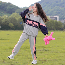 Girl sports set spring and autumn 2021 new foreign atmosphere children womens clothing Net red leisure girls autumn two sets