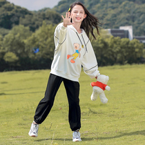 Childrens autumn sports suit 2021 new middle-aged childrens casual fashion girl spring and autumn foreign-style girl two-piece set