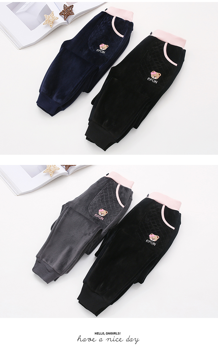 Quần bé gái 2018 thu đông và quần thể thao trẻ em cộng với quần cotton nhung dày cho bé gái Hàn Quốc quần âu quần baggi bé gái