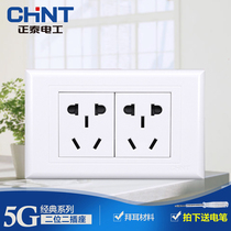 Chint rectangular 118 type six-hole socket panel wall concealed six holes 6 ten holes nine holes 10 twelve holes kitchen