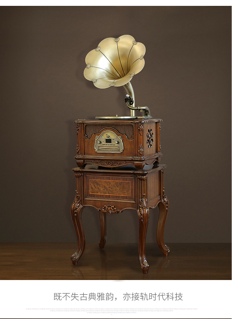 Máy ghi âm cổ châu Âu retro LP vinyl ghi máy CD Máy phát thanh Bluetooth sừng lớn máy ghi âm kiểu cũ - Máy hát mua đầu đĩa than