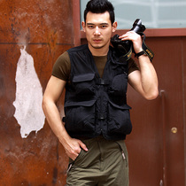 Summer multi-pocket photography vest male fishing vest professional outdoor cameraman vest size breathable mesh thin