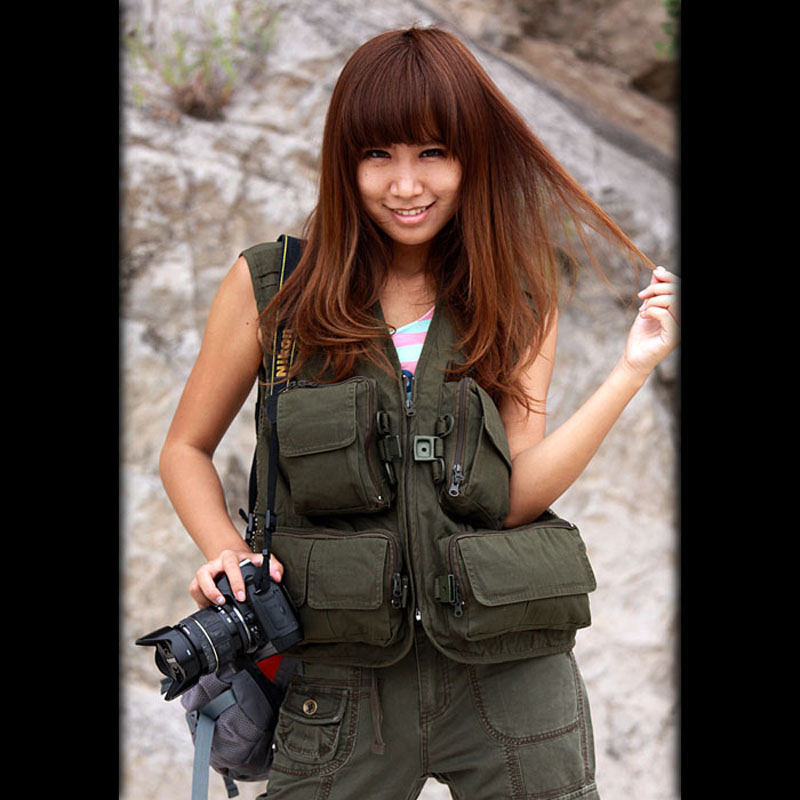 Spring multifunction waistcoat photo waistcoat for male and female fishing vest tooling multiple pockets cotton breathable loose with large size for summer