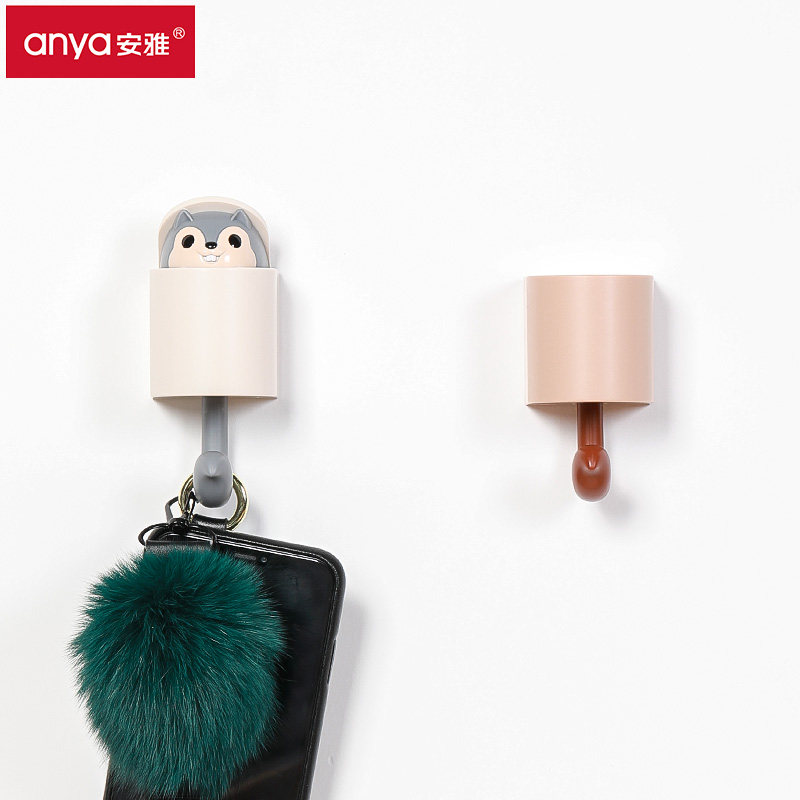 Anja Cartoon Squirrel Powerful Adhesive Hook Home Creative Cute Key Sticky Hook Wall Mini Wall-mounted Hook
