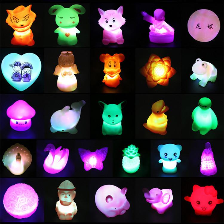 Children Sparkling Small Toy Ground Stand 7 Colorful Flash Light Small Night Light Night City Square Loop