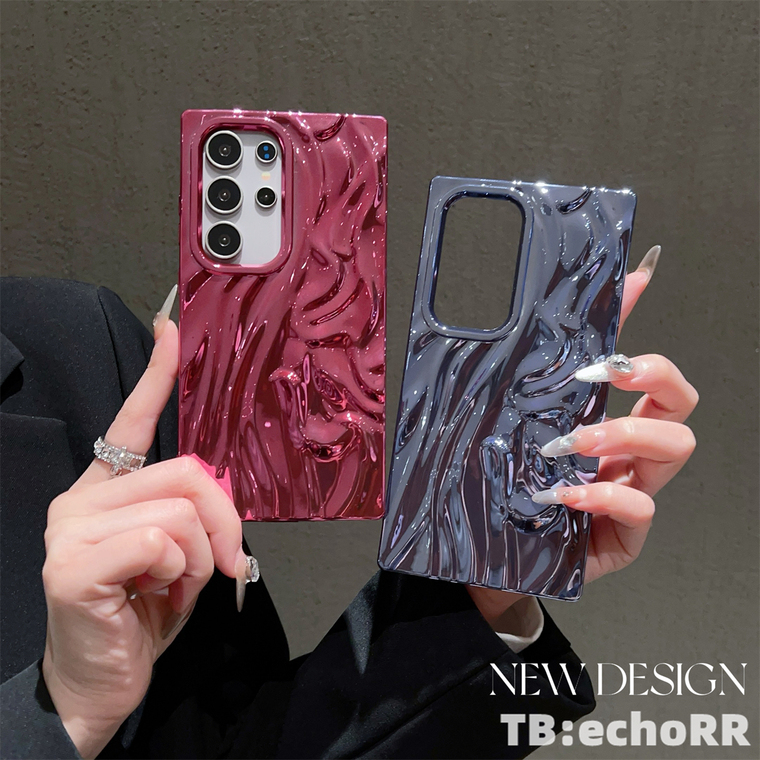 Chic Wavy Electroplated Glossy Magenta Samsung Phone Case