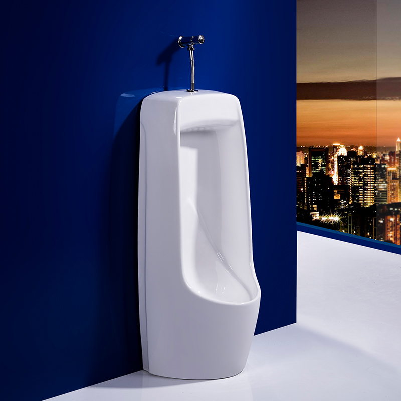 Floor-standing vertical hand-pressed urinal men's standing floor-mounted urinal home hotel engineering ceramic urinal