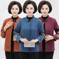 Áo bà mẹ trung niên 2018 mới mùa xuân và mùa thu áo len nữ 40 tuổi 50 đoạn ngắn áo sơ mi cỡ lớn quần áo trung niên áo khoác blazer nữ hàn quốc