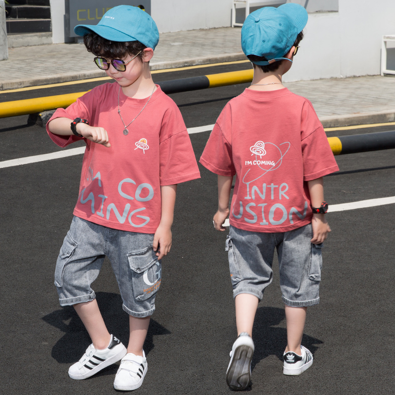 Next inss boy suit 2021 new summer childlike handsome boy Korean version of the Korean version of two sets of damp