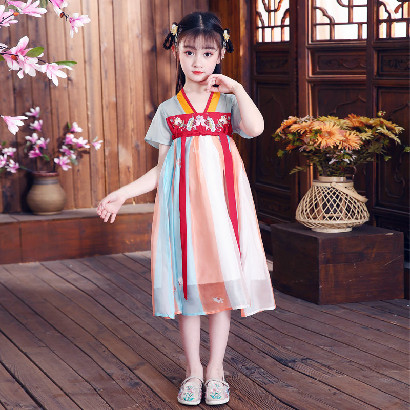 Next inss Girls Hanfu Dress 2022 Summer New Exotic Chinese Style Skirt Kids Princess Skirt