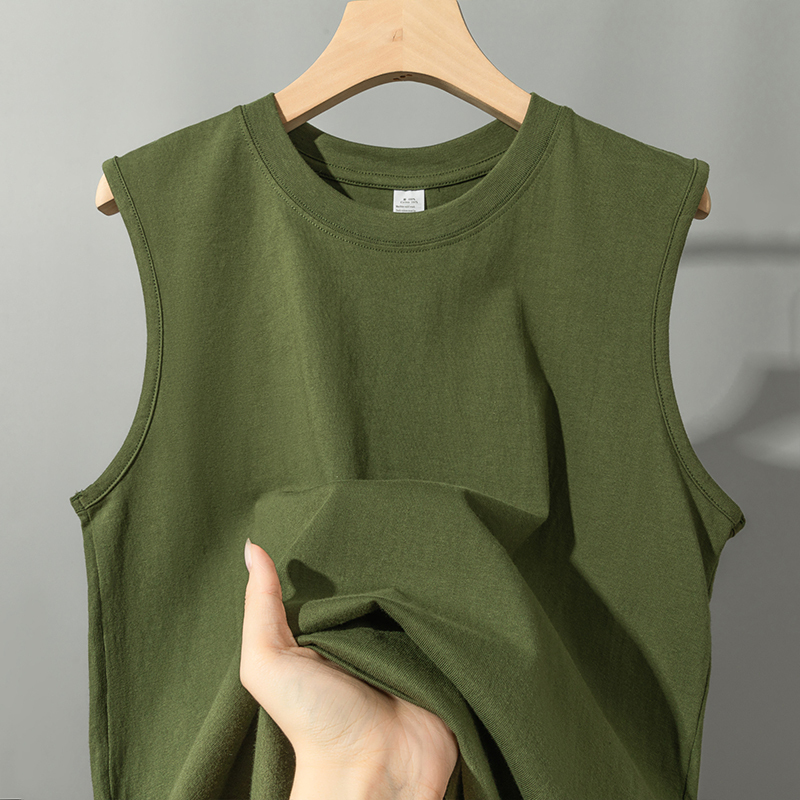 Forest-Style Dark Green! Heavyweight Pure Cotton Wide-Shoulder Vest for Men, Sleeveless T-Shirt for Women, Versatile Sun-Protective Old Man's Shirt Forest-Style Dark Green! Heavyweight Pure Cotton Wide-Shoulder Vest for Men, Sleeveless T-Shirt for Women, Versatile Sun-Protective Old Man's Shirt