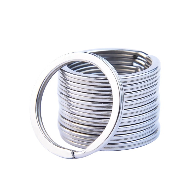 Stainless Steel Key Ring Flat Ring Car Keychain Round Large Flat Ring Thickened Simple Accessory Clip
