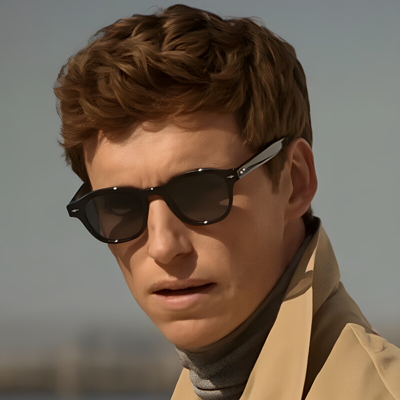 Eddie Redmayne Style American Tortoiseshell Frame Brown Sunglasses for Men, Fashionable Retro, Can Be Fitted with Prescription Lenses