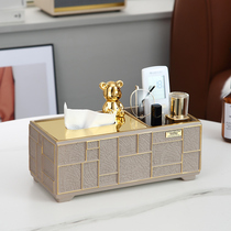 Multifunctional tissue box high-end hotel front desk storage box simple and modern home light luxury coffee table paper box decoration