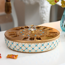 European luxury dried fruit plate household snack tray with lid split living room coffee table ornaments American nut box candy box