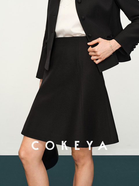 Cokeya/V*T Golden Bow Series~ Wool and Silk Waist-Cinching Blazer Women's Spring Umbrella Skirt Set