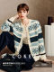 Cokeya/Nordic Fairy Tale~ Fair Isle Style Drop Shoulder Cashmere Thickened Round Neck Long Sleeve Knitted Cardigan Jacket for Women