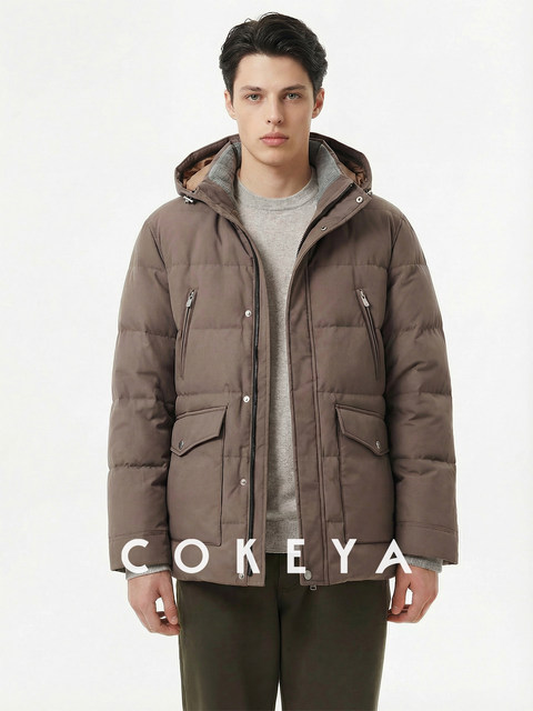 Cokeya/Smart Gentleman~Signature Bc Model 95% White Goose down Hooded Warm down Jacket for Men Winter