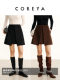 Pictorial Girl~Xinjiang fine wool high-waisted front slit thickened double-sided woolen skirt for women spring