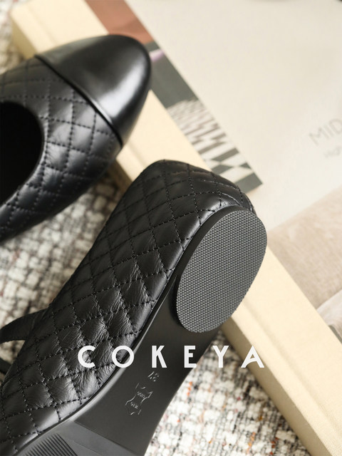 Cokeya/Toe Ballet~ Chanel-Style Quilted Buckle French Genuine Leather Mary Jane Flat Shoes for Women, Early Spring