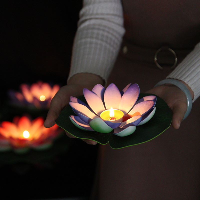 โคมไฟกลางฤดูใบไม้ร่วง โคมไฟขอพร 2023 โคมไฟดอกบัวใหม่ โคมไฟขอพรเทศกาลโคมไฟน้ำ แพ็คเกจวัสดุ DIY