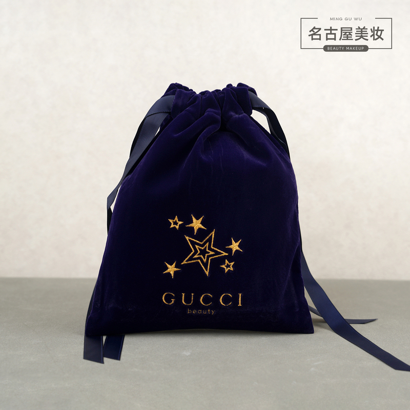 Gucci Beauty Counter Gift Bag, Drawstring Cosmetic Bag, Limited Edition Velvet Embroidered Bag