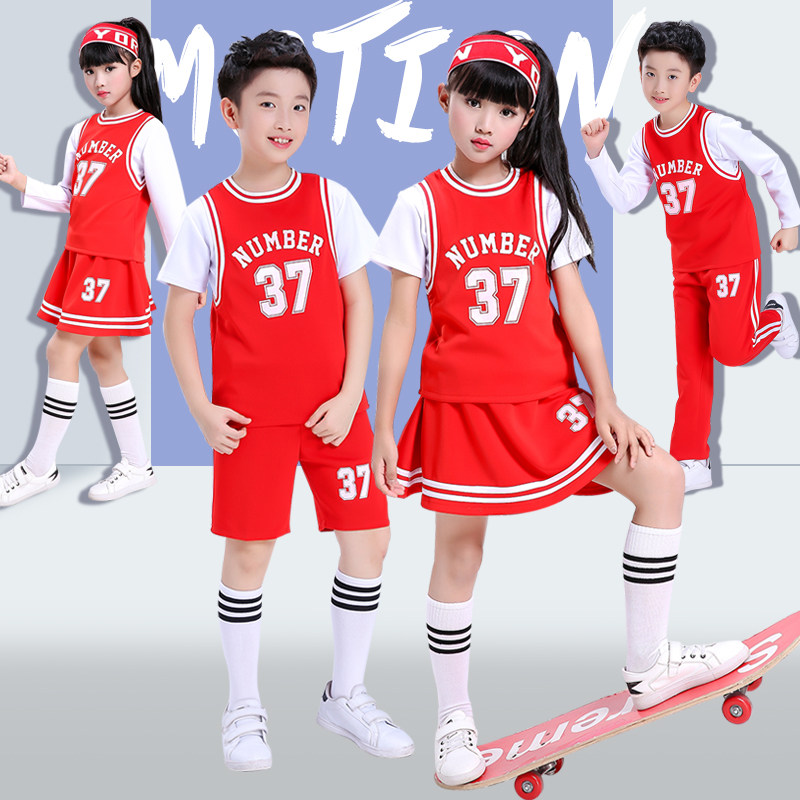 Children's cheerleading clothing autumn long-sleeved primary school sports meeting children's dance performance clothing boys and girls cheerleading