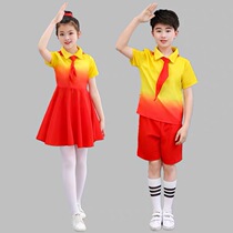 Childrens big choral performance to serve primary and middle school students poetry recitation performance clothes with few first members red scarves to perform costumes