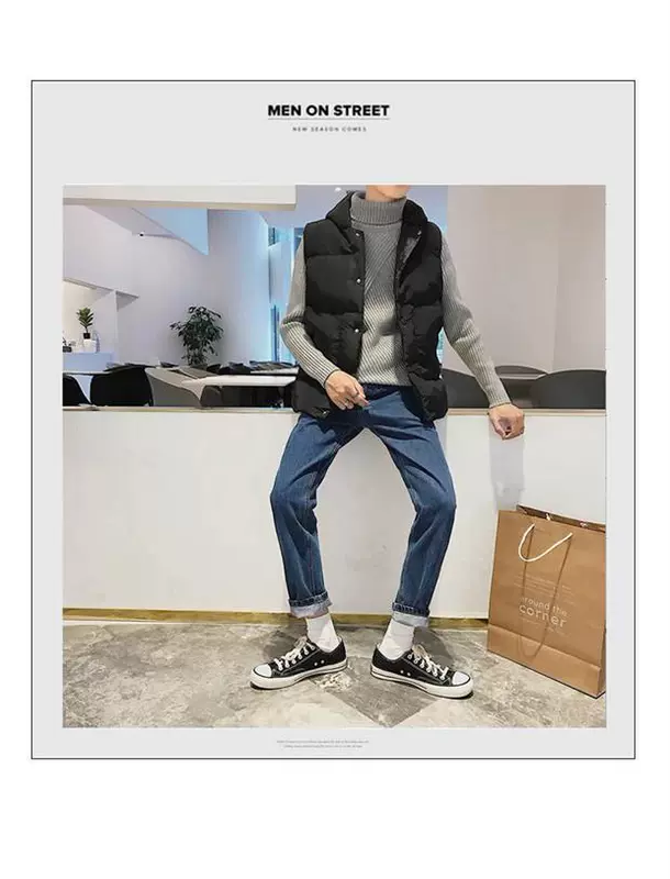 Mùa thu đông không tay áo vest cotton nam phiên bản Hàn Quốc của xu hướng áo vest ấm áp giản dị vest vest lỏng áo khoác thể thao áo vest dạ nam