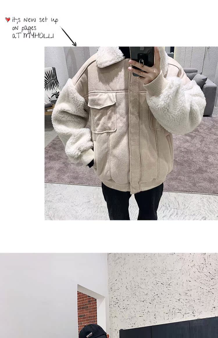 Mùa đông 2018 mới áo khoác lông cừu nam phiên bản Hàn Quốc của xu hướng áo khoác cotton lỏng đôi công cụ quần áo cotton mùa đông áo jacket nam