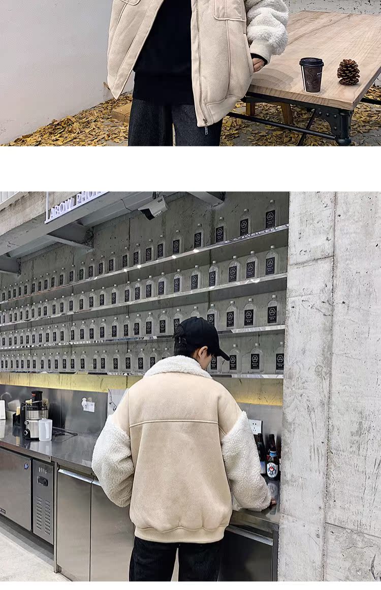 Mùa đông 2018 mới áo khoác lông cừu nam phiên bản Hàn Quốc của xu hướng áo khoác cotton lỏng đôi công cụ quần áo cotton mùa đông áo jacket nam