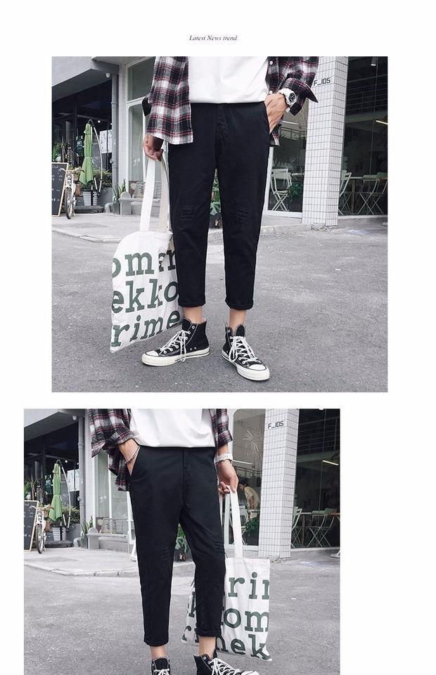 Mùa hè phần mỏng lỗ chín điểm quần âu nam phiên bản Hàn Quốc của xu hướng dụng cụ quần harem Quần chân váy hoang dã quần áo nam cao cấp