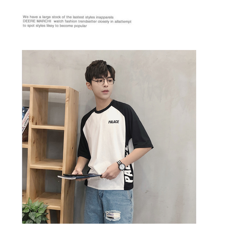 Ulzzang ngắn tay của nam giới lỏng lẻo vài năm điểm tay áo nửa-shirt Hàn Quốc phiên bản của xu hướng sinh viên Harajuku t-shirt bf gió áo sơ mi