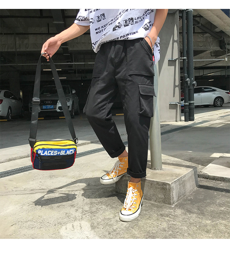 Ins quần siêu cháy nam thương hiệu lỏng thủy triều overalls phiên bản Hàn Quốc của xu hướng giải trí mùa hè Harajuku quần chín thẳng quần nam đẹp