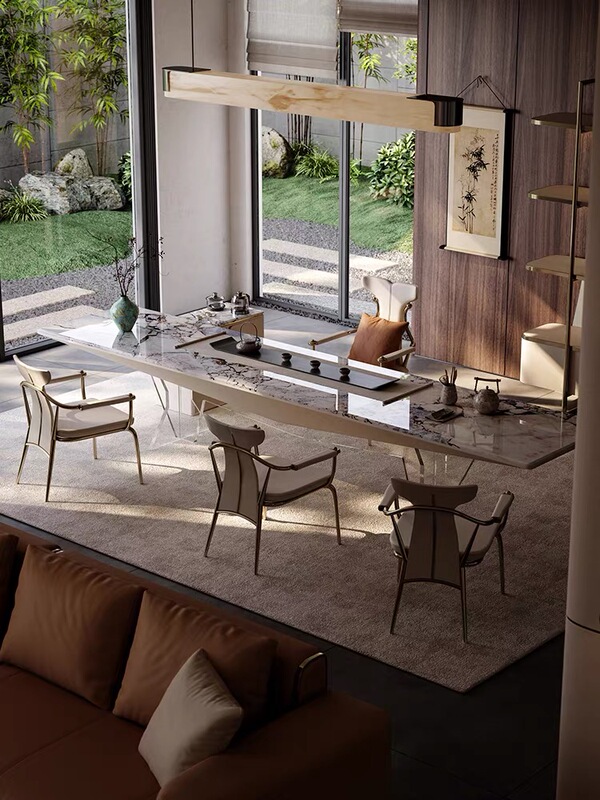 Acrylic Floating Tea Table and Chair Set, Modern Minimalist Light Luxury with a High-End Feel, Office Tea Table, Large Home Table
