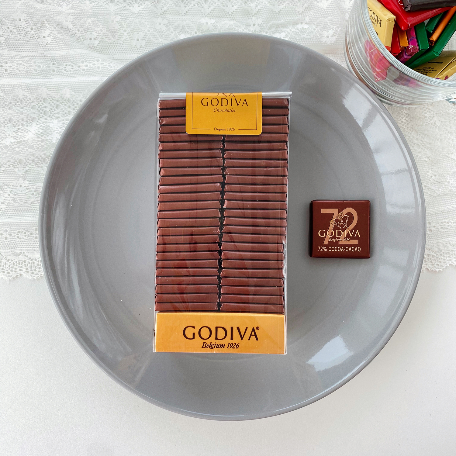 Belgium Imports GODIVA 72p% Dark Chocolate Slice 50 Pack Snack Baking