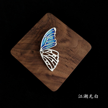 Enamel butterfly brooch retro Chinese style simple temperament corsage pin dress coat accessories light luxury women
