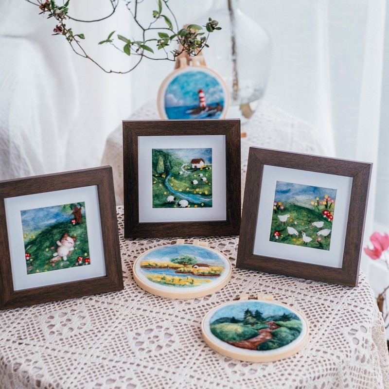 Wool Felt DIY Craft Kit Home Decoration Photo Frame Painting Ornament Holiday Birthday Creative Gift