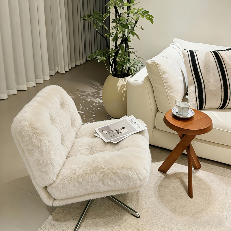 Dewey Ring White Single Sofa Lazy Chair Light Luxury Living Room Bauhaus Cream Style Rotating Lift Leisure Chair