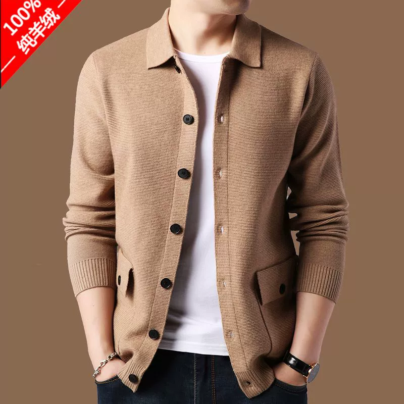 Áo len dệt kim thành phố Ordos dành cho nam Áo khoác cardigan mới - Áo len Cashmere