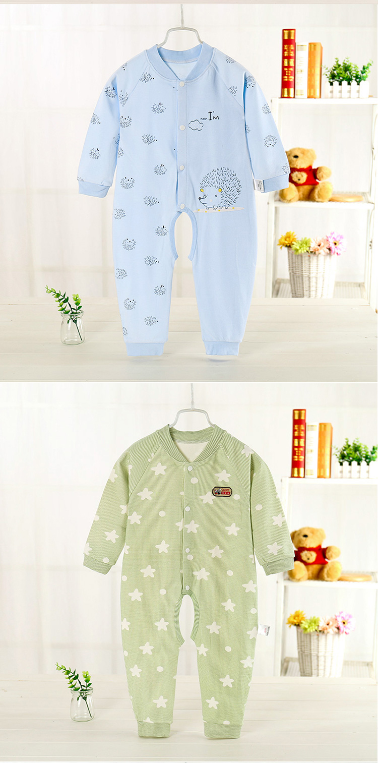 Bộ đồ liền thân cotton cho bé mùa xuân và mùa thu mới romper boy boy girl dài tay hafu túi rắm - Áo liền quần áo liền quần có tất baby