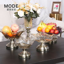 European-style luxury crystal glass fruit plate living room coffee table household fruit plate candy plate American modern creative ornaments